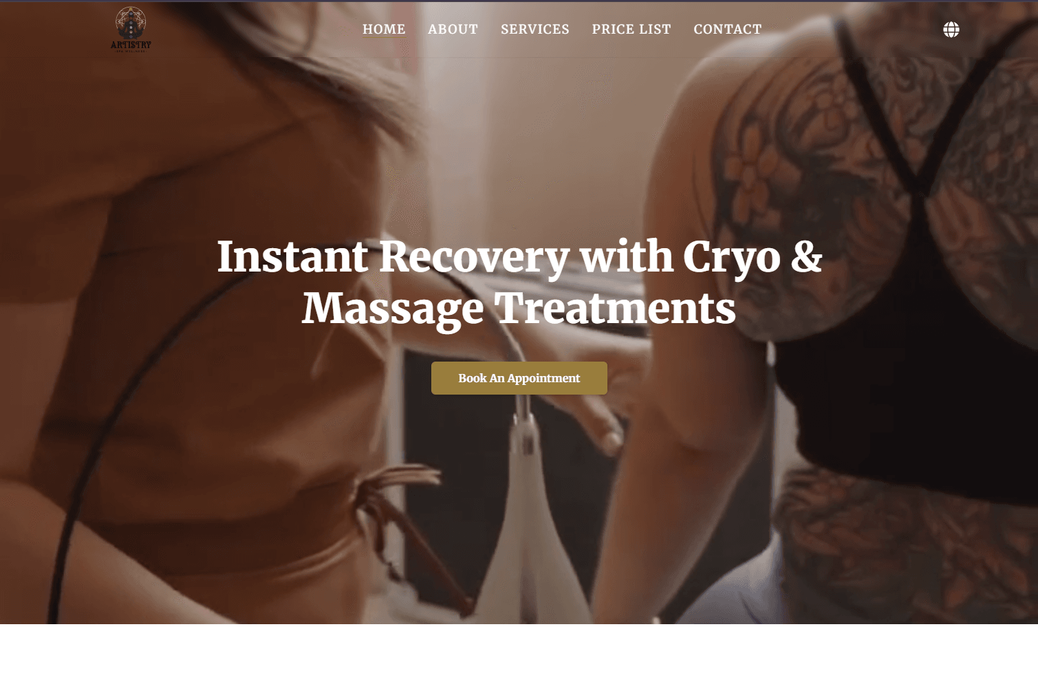 Artistry Spa 美容中心网站项目案例 - 服务展示和在线预约系统